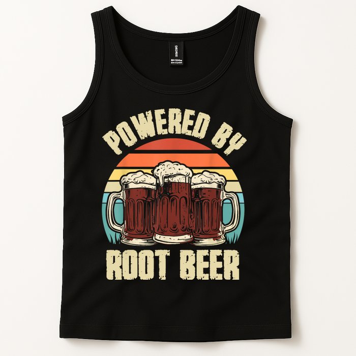 Powered By Root Beer Soda Drink Funny Root Beer Retro Tank Top