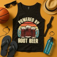 Powered By Root Beer Soda Drink Funny Root Beer Retro Tank Top