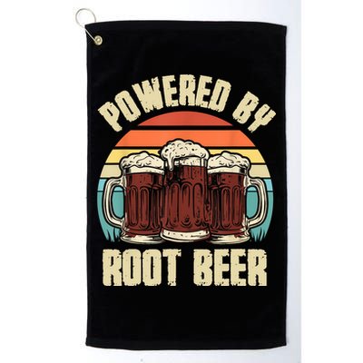 Powered By Root Beer Soda Drink Funny Root Beer Retro Golf Towel