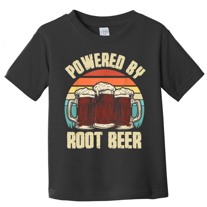Powered By Root Beer Soda Drink Funny Root Beer Retro Toddler T-Shirt