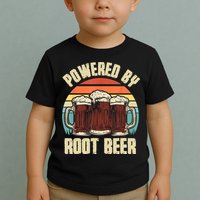 Powered By Root Beer Soda Drink Funny Root Beer Retro Toddler T-Shirt