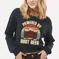 Powered By Root Beer Soda Drink Funny Root Beer Retro Cropped Pullover Crew