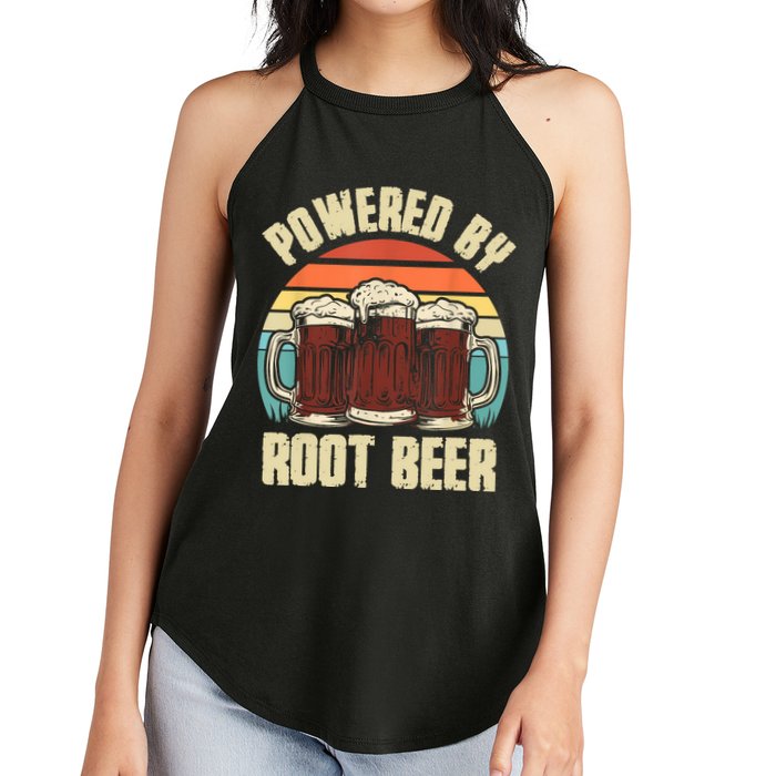 Powered By Root Beer Soda Drink Funny Root Beer Retro Women's Perfect Tri Rocker Tank