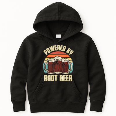 Powered By Root Beer Soda Drink Funny Root Beer Retro Kids Hoodie