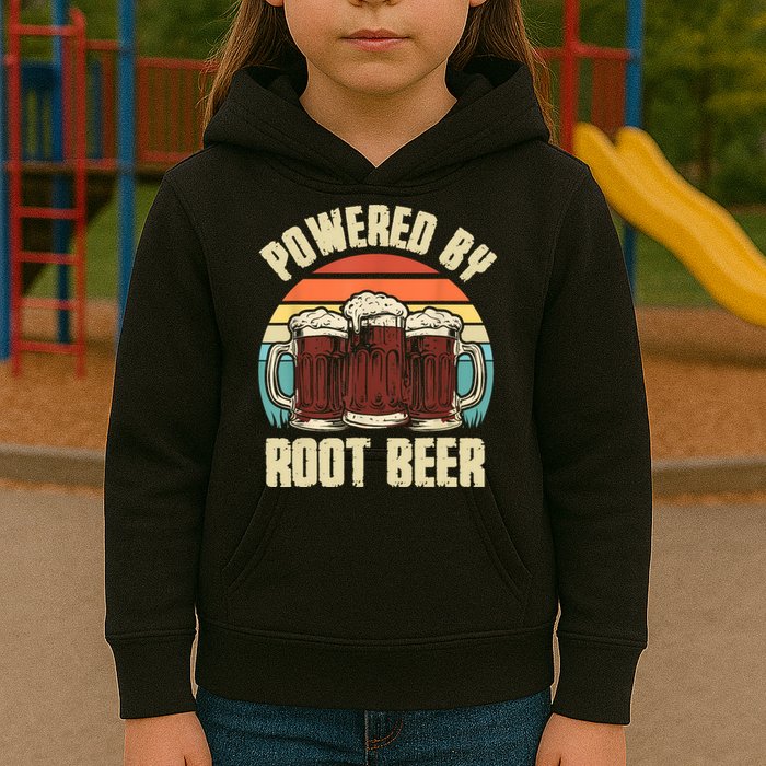 Powered By Root Beer Soda Drink Funny Root Beer Retro Kids Hoodie