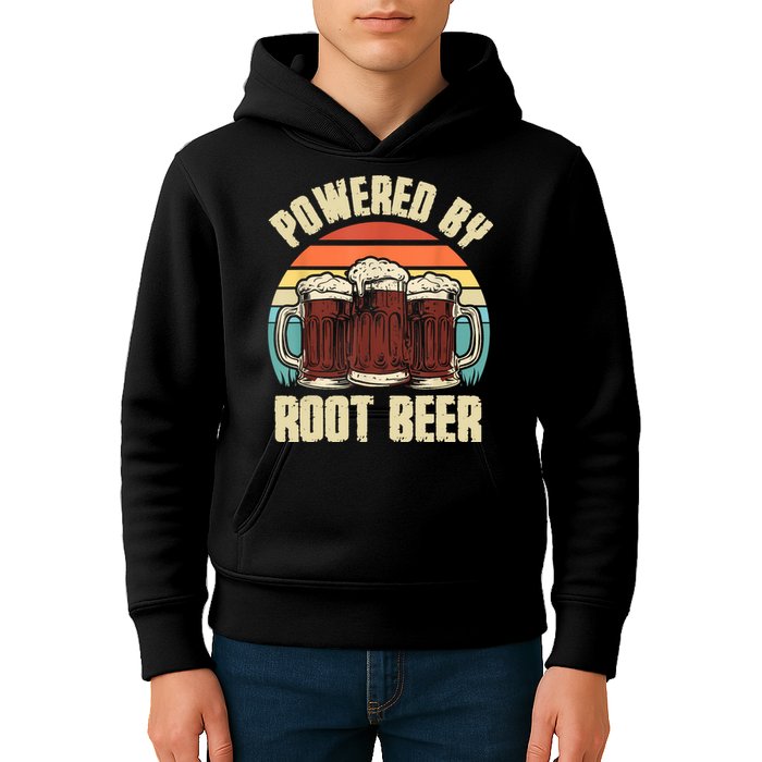 Powered By Root Beer Soda Drink Funny Root Beer Retro Kids Hoodie