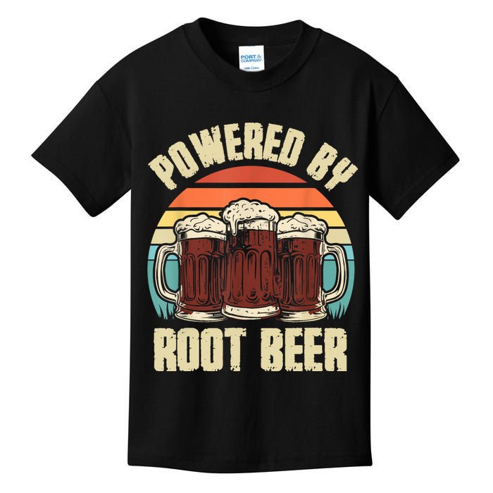 Powered By Root Beer Soda Drink Funny Root Beer Retro Kids T-Shirt