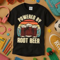 Powered By Root Beer Soda Drink Funny Root Beer Retro Kids T-Shirt