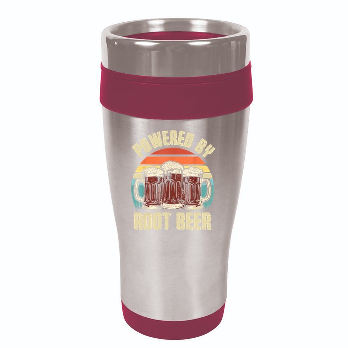 Powered By Root Beer Soda Drink Funny Root Beer Retro 16oz Travel Tumbler