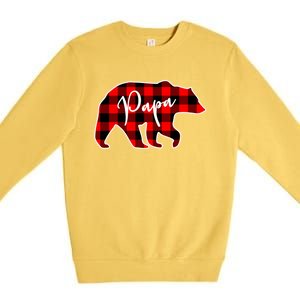 Papa Bear Red Plaid Matching Family Christmas Gift Premium Crewneck Sweatshirt