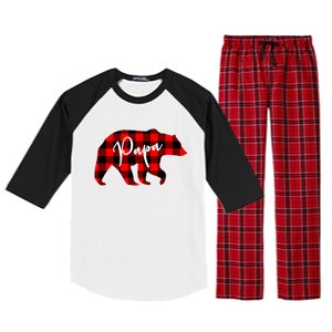 Papa Bear Red Plaid Matching Family Christmas Gift Raglan Sleeve Pajama Set