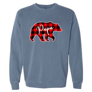 Papa Bear Red Plaid Matching Family Christmas Gift Garment-Dyed Sweatshirt