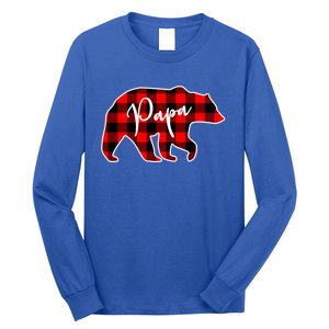 Papa Bear Red Plaid Matching Family Christmas Gift Long Sleeve Shirt