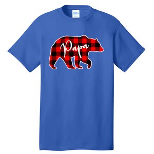 Papa Bear Red Plaid Matching Family Christmas Gift Tall T-Shirt