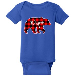 Papa Bear Red Plaid Matching Family Christmas Gift Baby Bodysuit