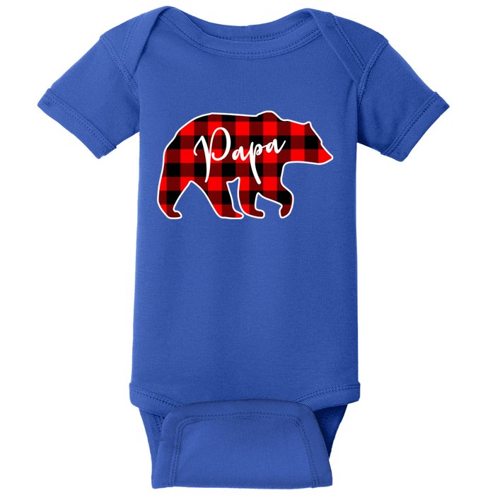 Papa Bear Red Plaid Matching Family Christmas Gift Baby Bodysuit