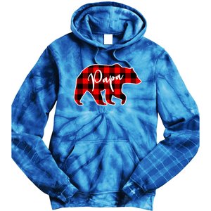 Papa Bear Red Plaid Matching Family Christmas Gift Tie Dye Hoodie