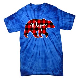 Papa Bear Red Plaid Matching Family Christmas Gift Tie-Dye T-Shirt