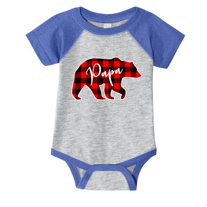 Papa Bear Red Plaid Matching Family Christmas Gift Infant Baby Jersey Bodysuit