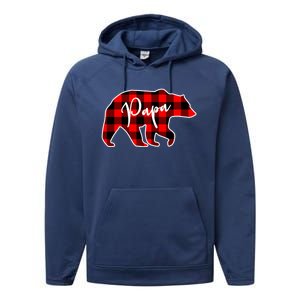 Papa Bear Red Plaid Matching Family Christmas Gift Performance Fleece Hoodie