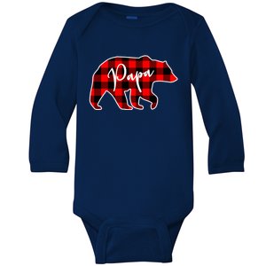 Papa Bear Red Plaid Matching Family Christmas Gift Baby Long Sleeve Bodysuit