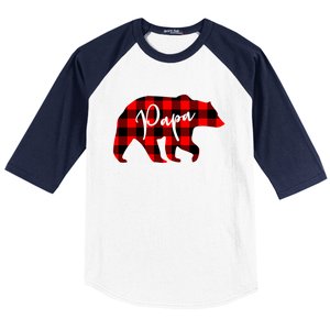 Papa Bear Red Plaid Matching Family Christmas Gift Baseball Sleeve Shirt