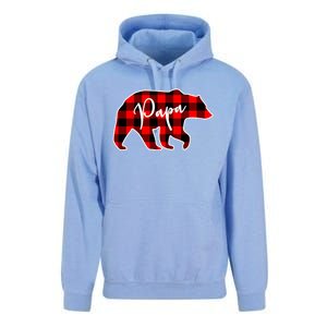 Papa Bear Red Plaid Matching Family Christmas Gift Unisex Surf Hoodie