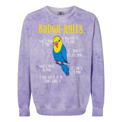 Parakeet Budgie Rules Bird Budgerigar Colorblast Crewneck Sweatshirt