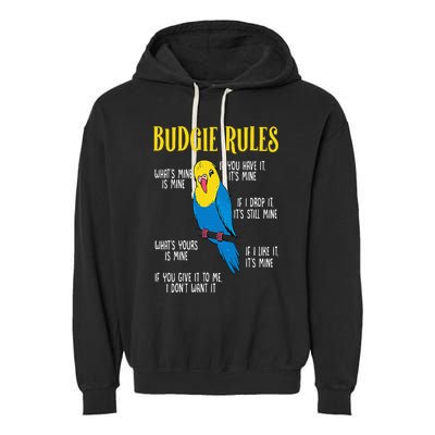 Parakeet Budgie Rules Bird Budgerigar Garment-Dyed Fleece Hoodie