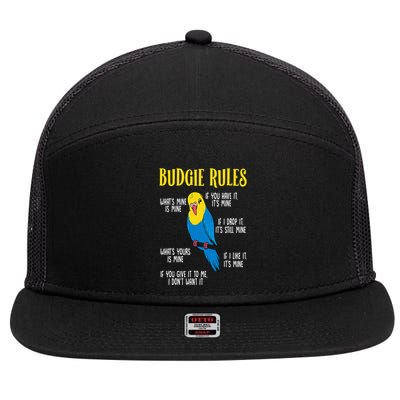 Parakeet Budgie Rules Bird Budgerigar 7 Panel Mesh Trucker Snapback Hat