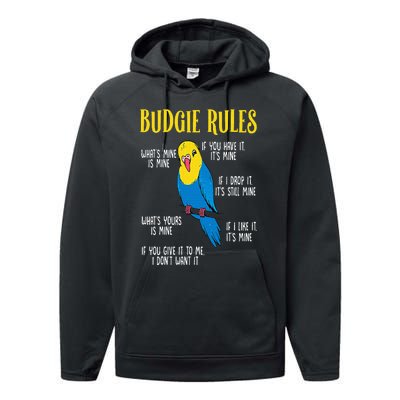 Parakeet Budgie Rules Bird Budgerigar Performance Fleece Hoodie