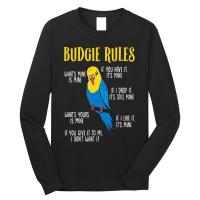 Parakeet Budgie Rules Bird Budgerigar Long Sleeve Shirt