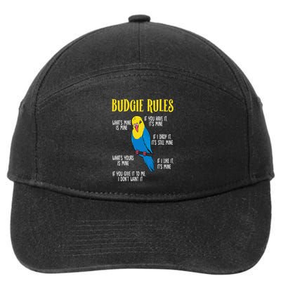Parakeet Budgie Rules Bird Budgerigar 7-Panel Snapback Hat