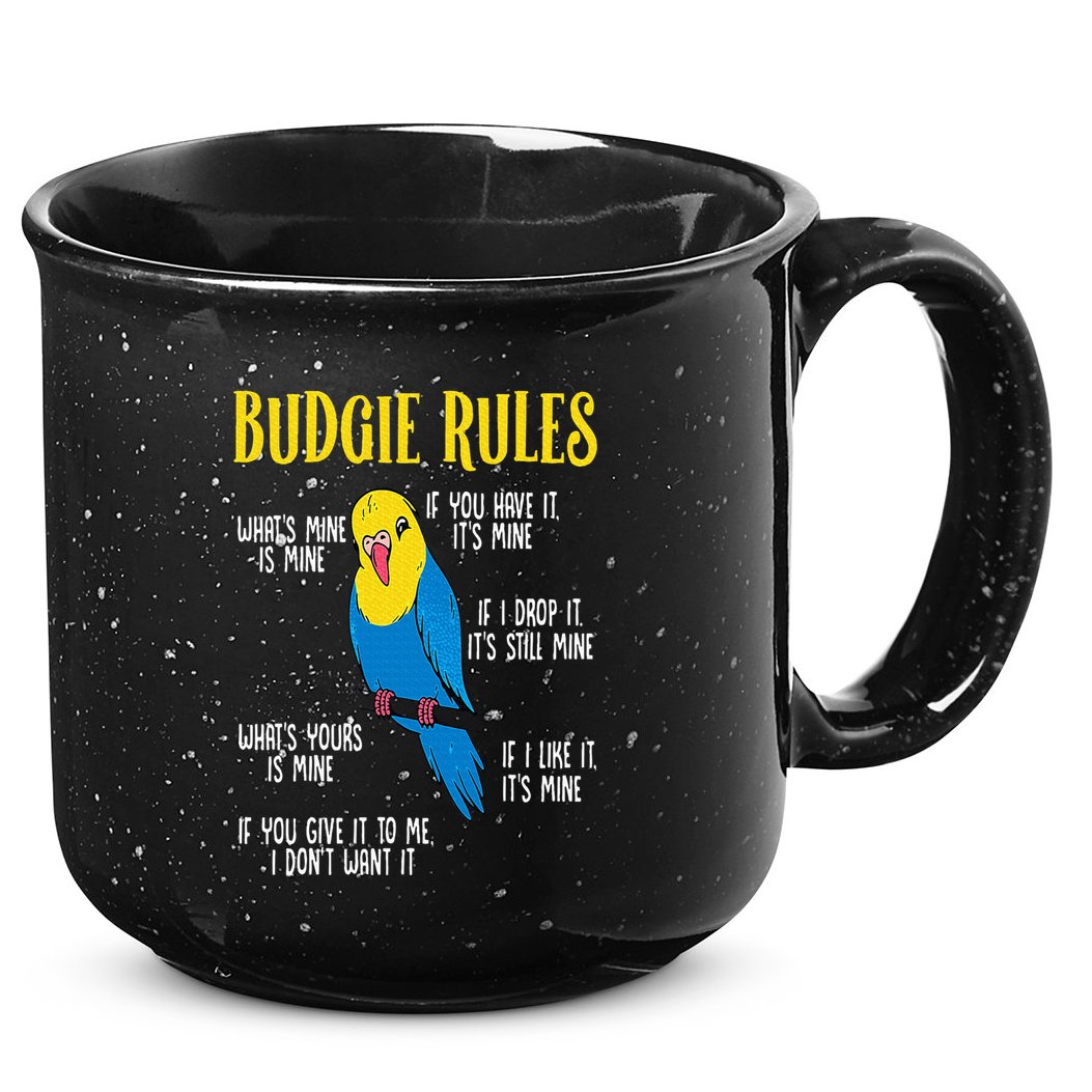 Parakeet Budgie Rules Bird Budgerigar 15oz Campfire Ceramic Mug