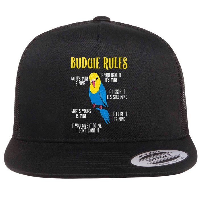 Parakeet Budgie Rules Bird Budgerigar Flat Bill Trucker Hat