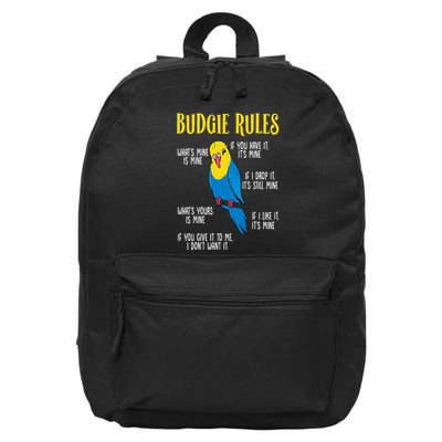 Parakeet Budgie Rules Bird Budgerigar 16 in Basic Backpack