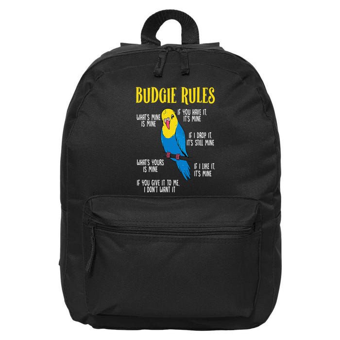 Parakeet Budgie Rules Bird Budgerigar 16 in Basic Backpack