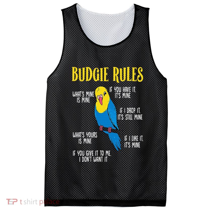 Parakeet Budgie Rules Bird Budgerigar Mesh Reversible Basketball Jersey Tank