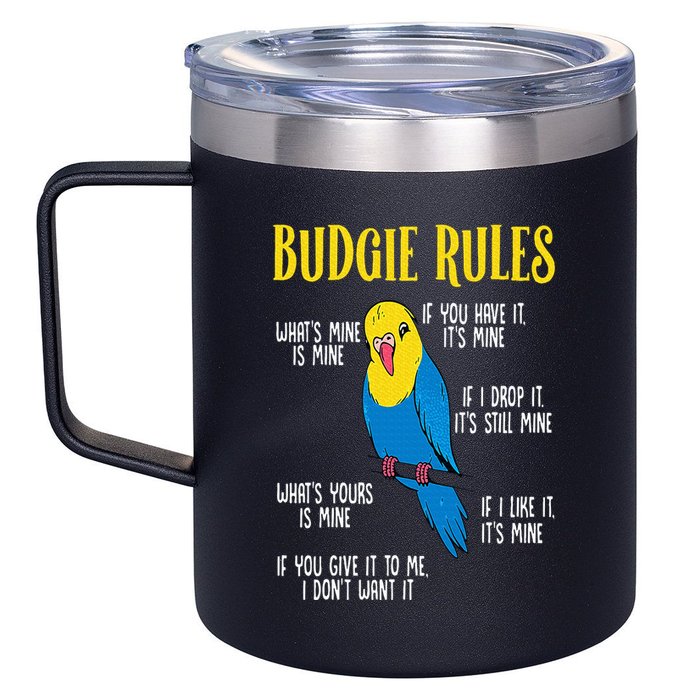 Parakeet Budgie Rules Bird Budgerigar 12oz Stainless Steel Coffee Mug