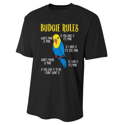 Parakeet Budgie Rules Bird Budgerigar Performance Sprint T-Shirt