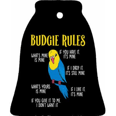 Parakeet Budgie Rules Bird Budgerigar Ceramic Bell Ornament