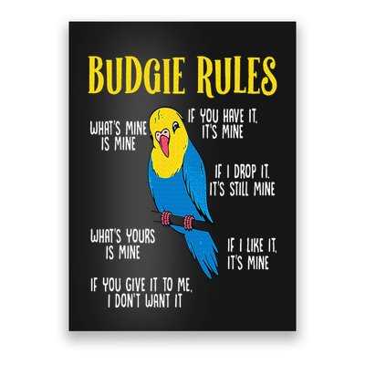 Parakeet Budgie Rules Bird Budgerigar Poster