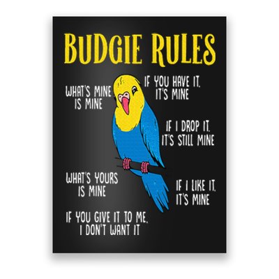 Parakeet Budgie Rules Bird Budgerigar Poster