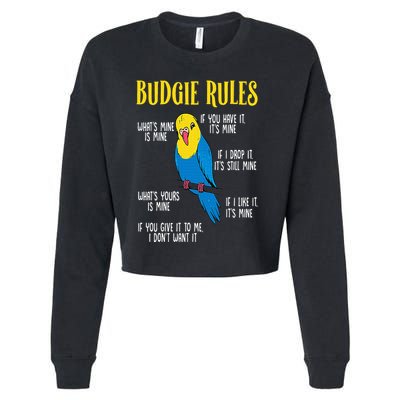 Parakeet Budgie Rules Bird Budgerigar Cropped Pullover Crew
