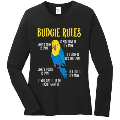 Parakeet Budgie Rules Bird Budgerigar Ladies Long Sleeve Shirt