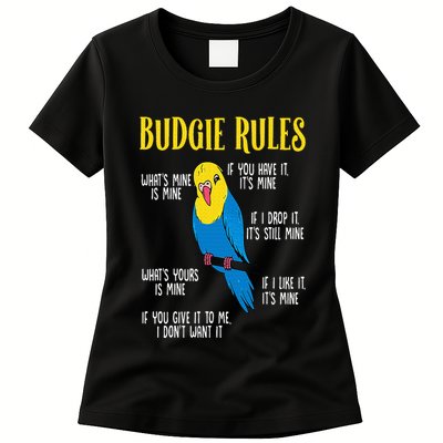 Parakeet Budgie Rules Bird Budgerigar Womens T-Shirt