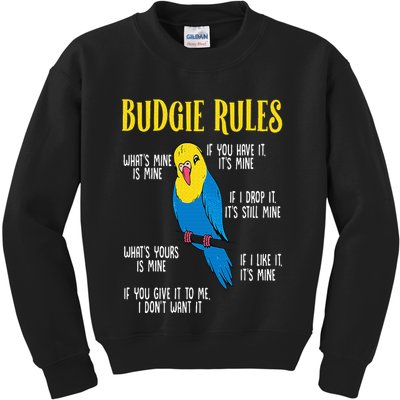 Parakeet Budgie Rules Bird Budgerigar Kids Sweatshirt