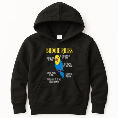 Parakeet Budgie Rules Bird Budgerigar Kids Hoodie