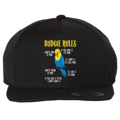 Parakeet Budgie Rules Bird Budgerigar Wool Snapback Cap