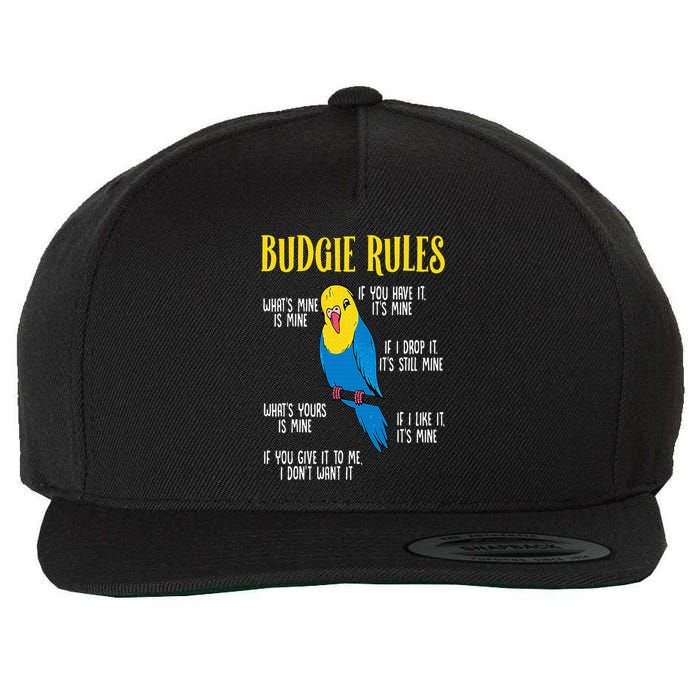 Parakeet Budgie Rules Bird Budgerigar Wool Snapback Cap